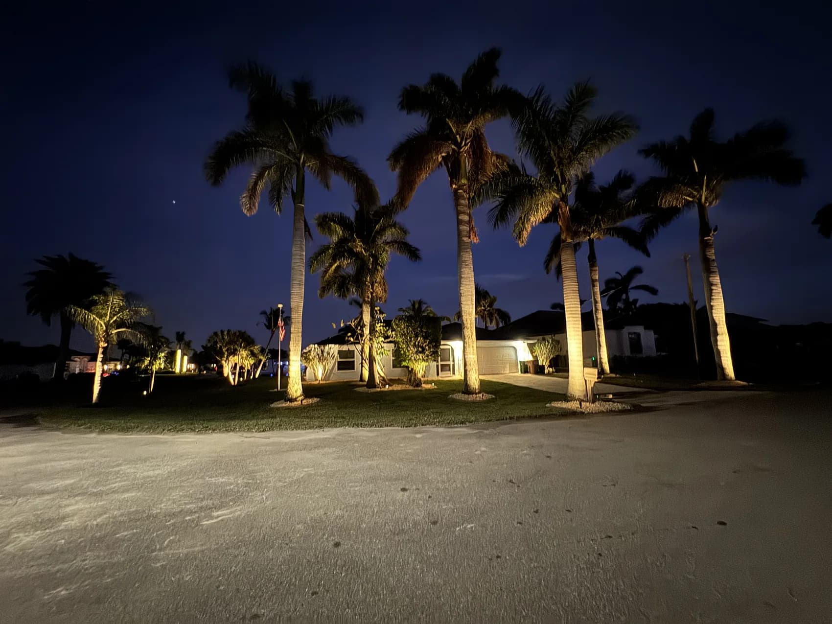 Landscape lighting at dusk, Cape Coral