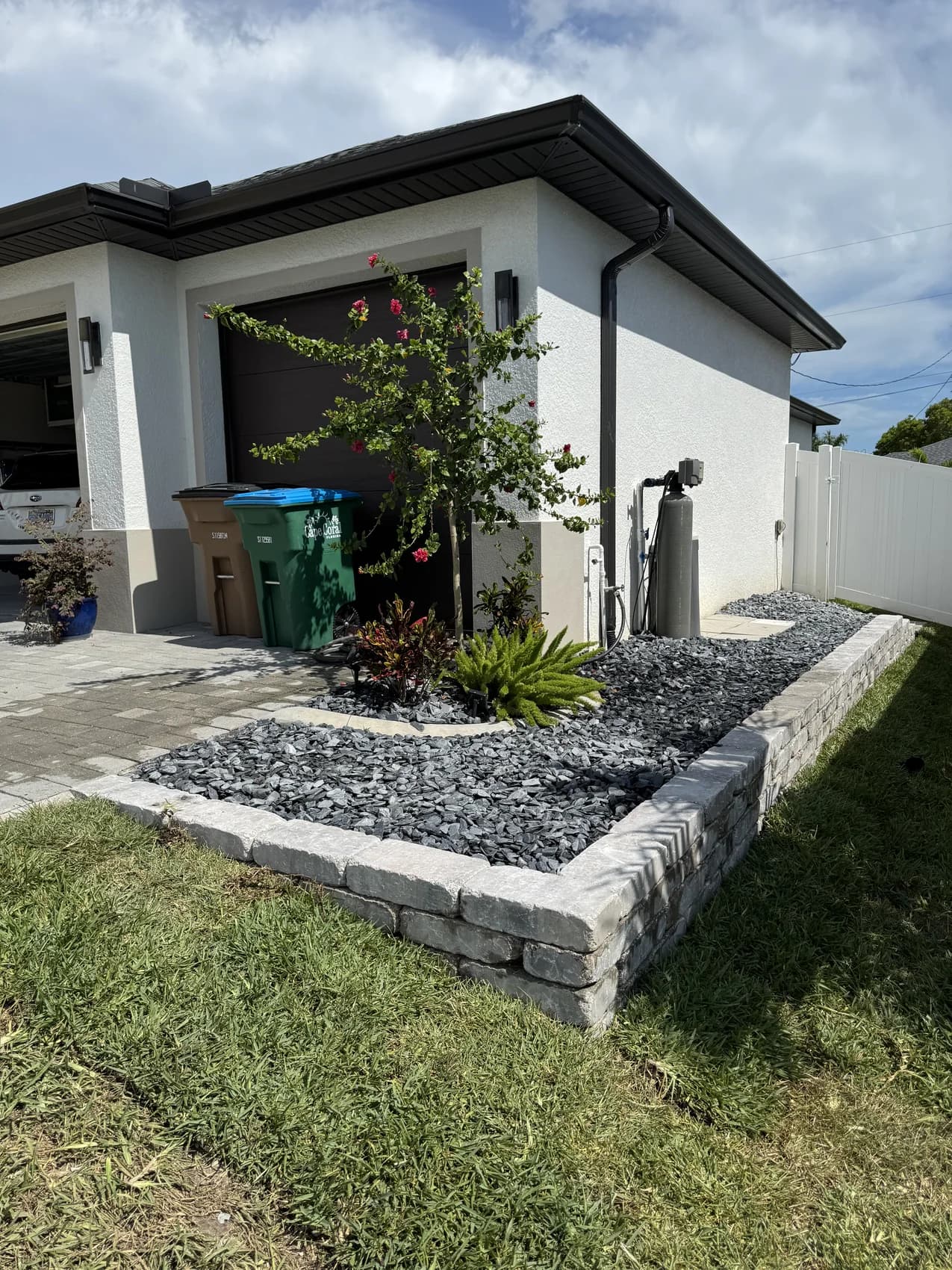 Waterfront stacked-stone retaining wall