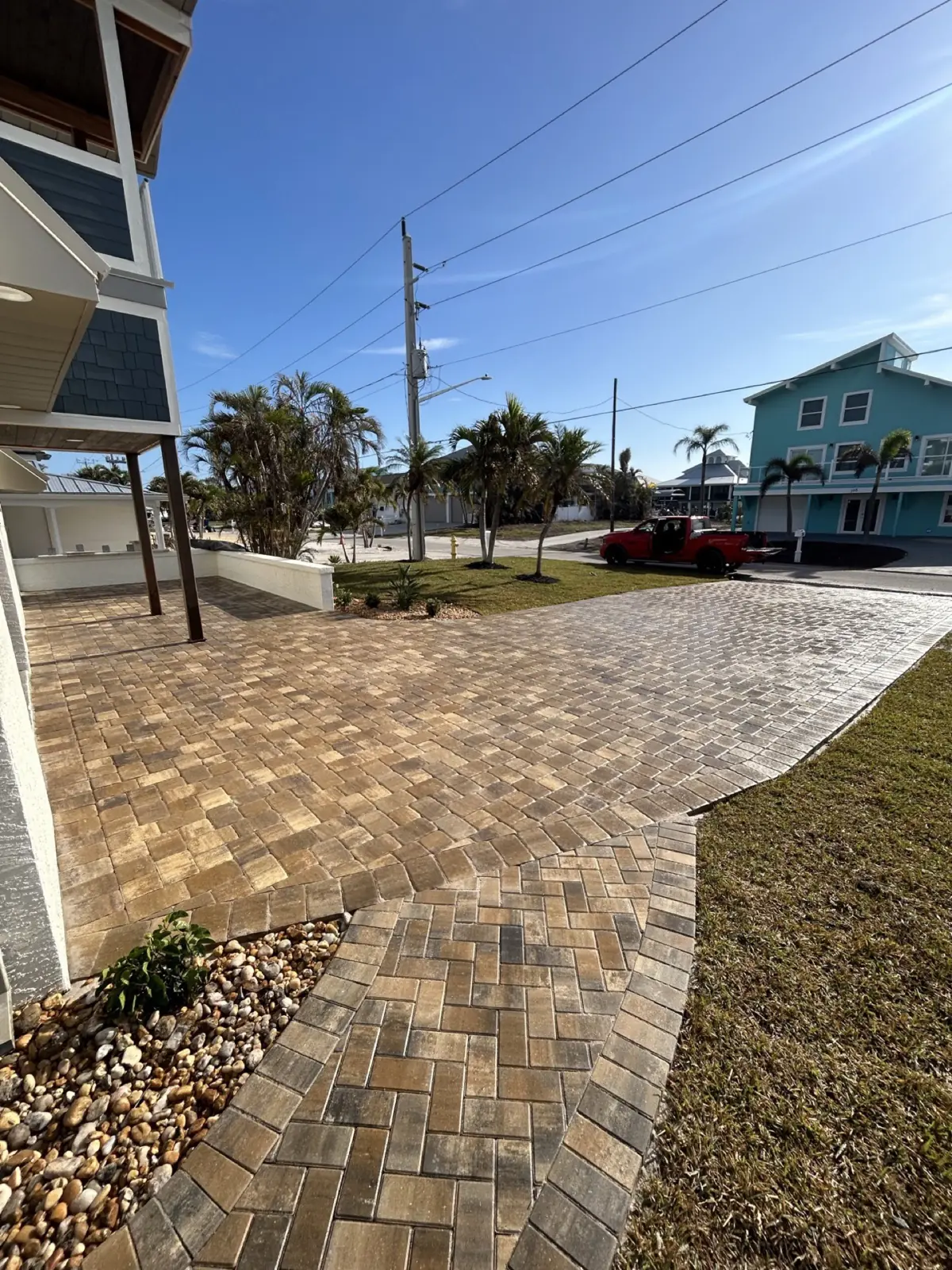 Paver driveway entry walkway, Cape Coral, Florida, by Blue Collar Q